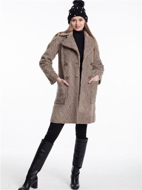Women four-button coat wholesale Beige color