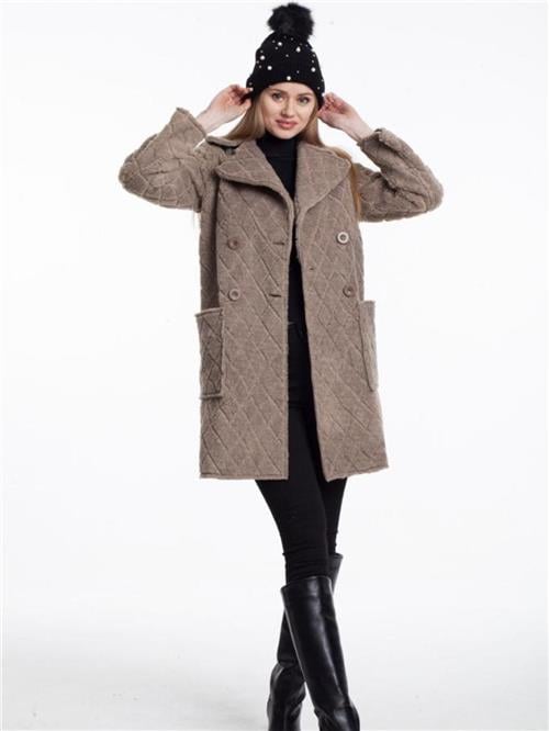 Women four-button coat wholesale Beige color