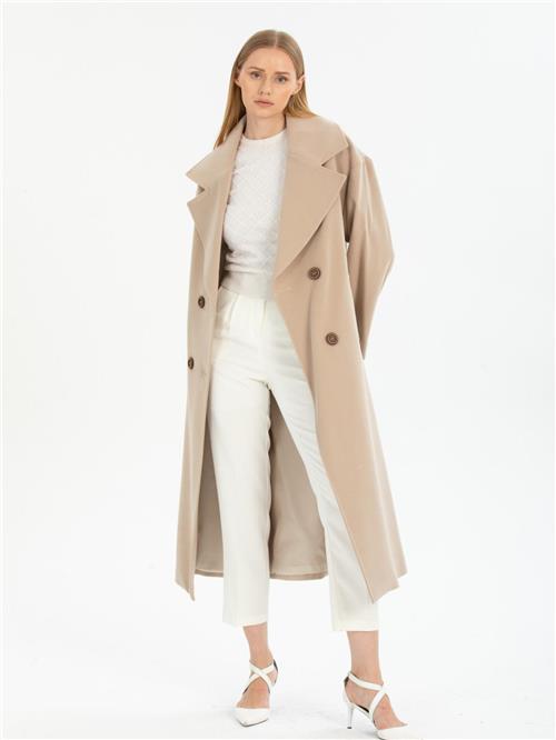 Women four-button coat wholesale Beige color