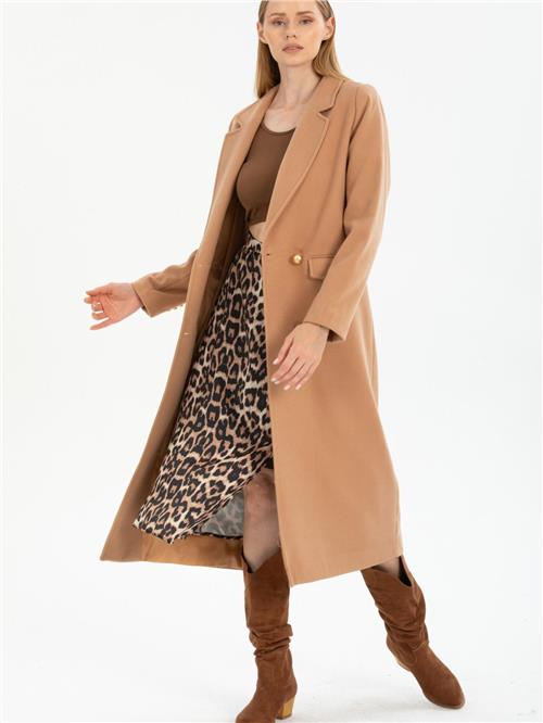 Women four-button coat wholesale Beige color