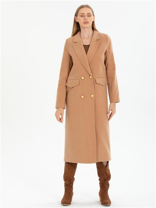 Women four-button coat wholesale Beige color