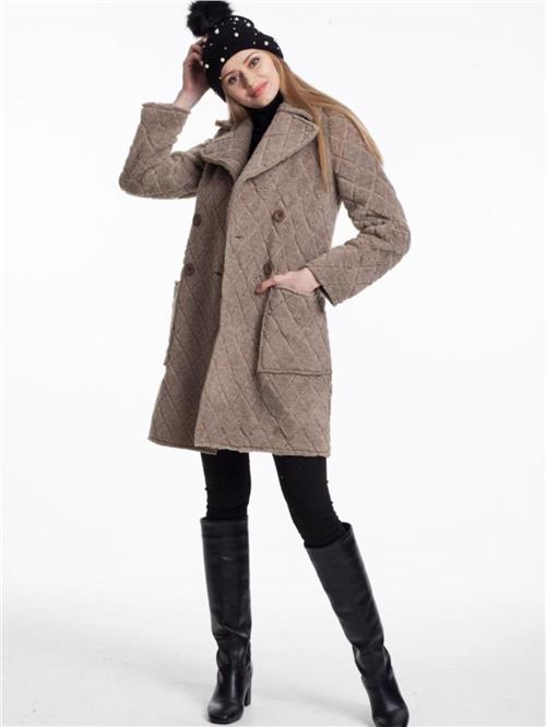 Women four-button coat wholesale Beige color