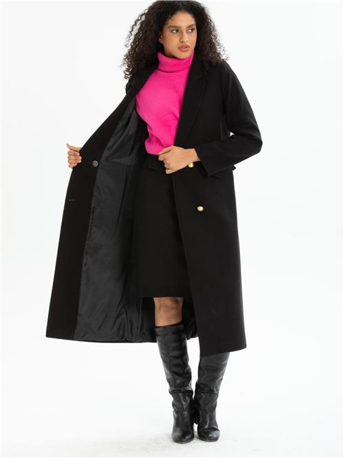 Women four-button coat wholesale Black color
