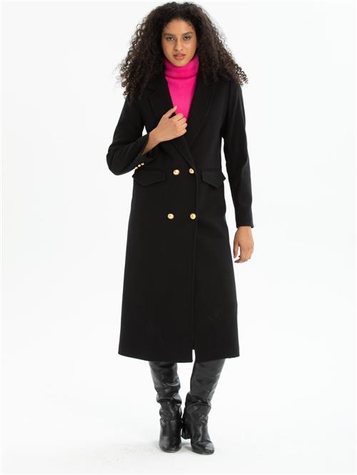 Women four-button coat wholesale Black color