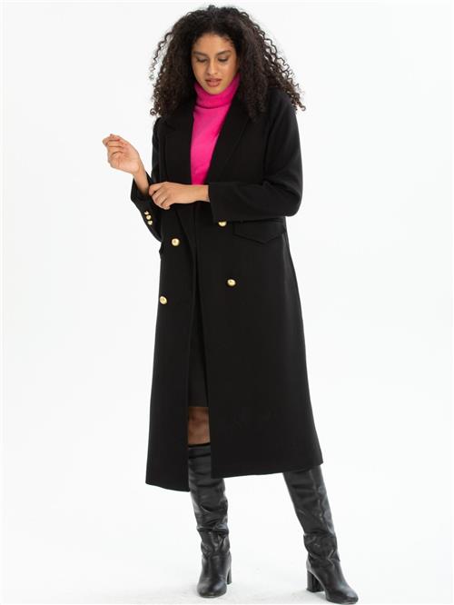 Women four-button coat wholesale Black color