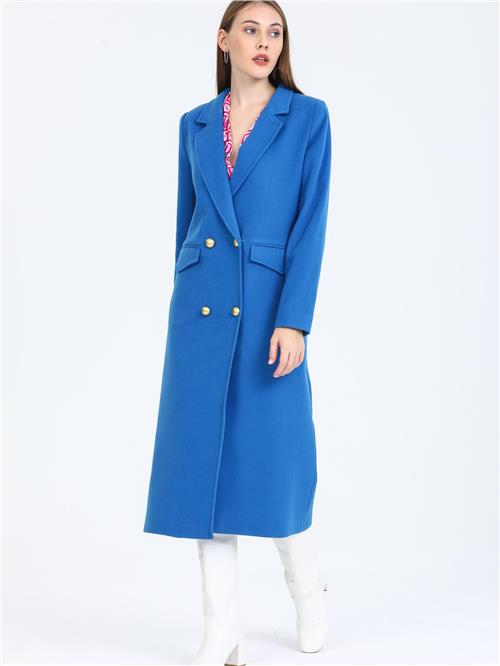 Women Four-Button Coat Wholesale Blue Color