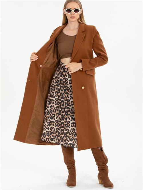 Women four-button coat wholesale Brown color