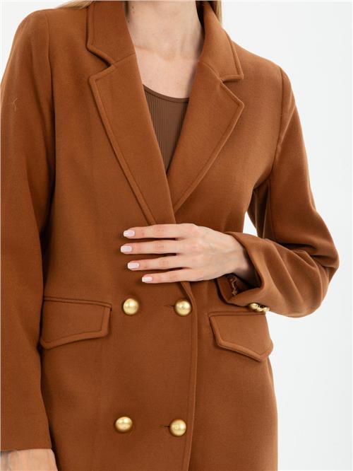 Women four-button coat wholesale Brown color