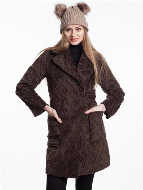 Women four-button coat wholesale Brown color