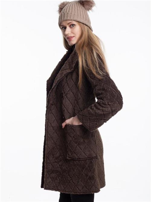 Women four-button coat wholesale Brown color