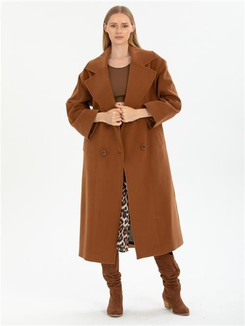 Women four-button coat wholesale Brown color