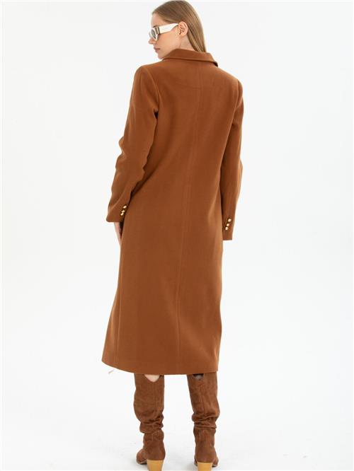 Women four-button coat wholesale Brown color