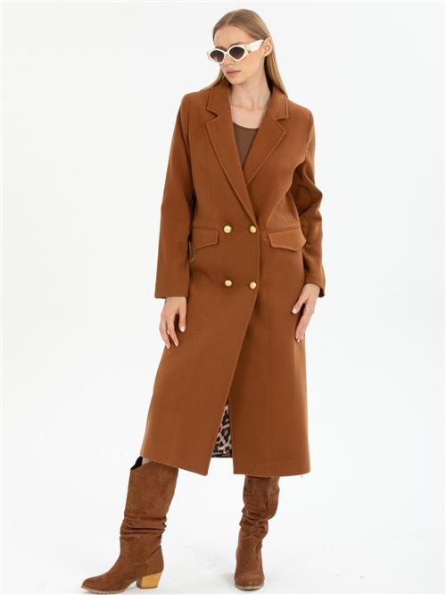 Women four-button coat wholesale Brown color