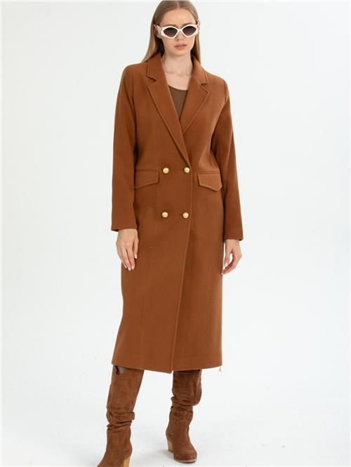 Women four-button coat wholesale Brown color