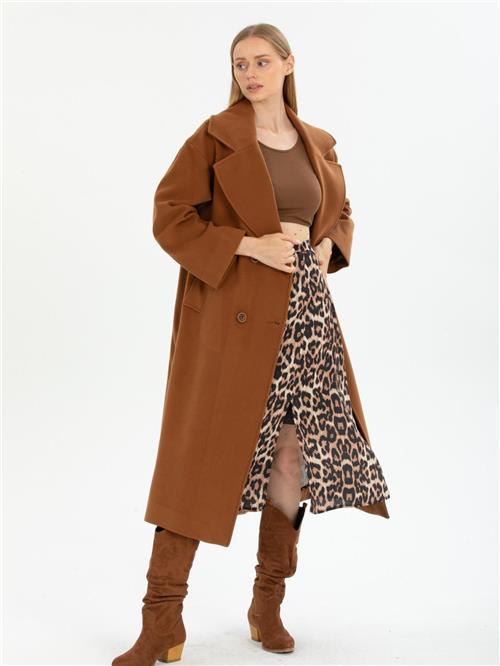 Women four-button coat wholesale Brown color