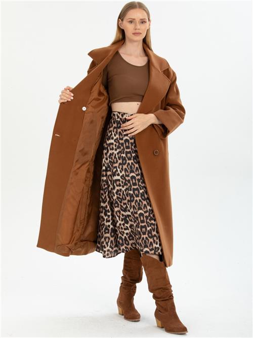 Women four-button coat wholesale Brown color