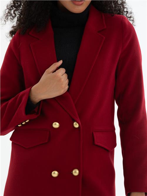Women four-button coat wholesale Burgundy color