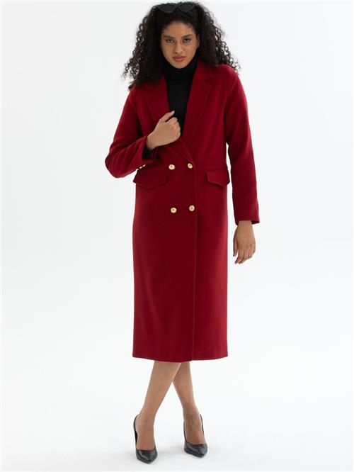 Women four-button coat wholesale Burgundy color