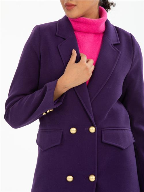 Women four-button coat wholesale Darck Purple color