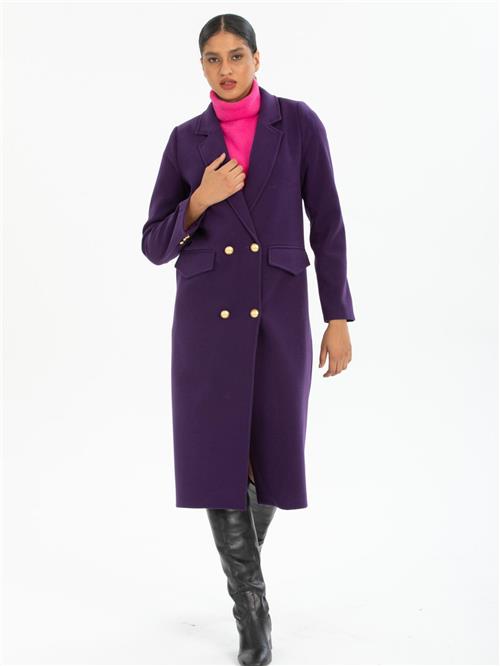 Women four-button coat wholesale Darck Purple color