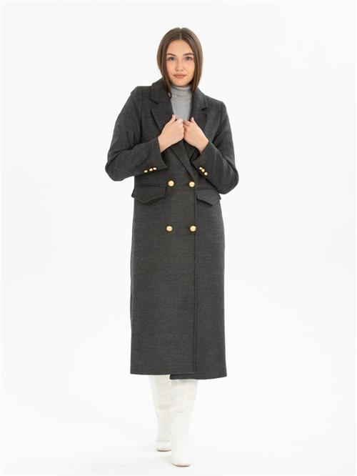 Women four-button coat wholesale Dark Gray color