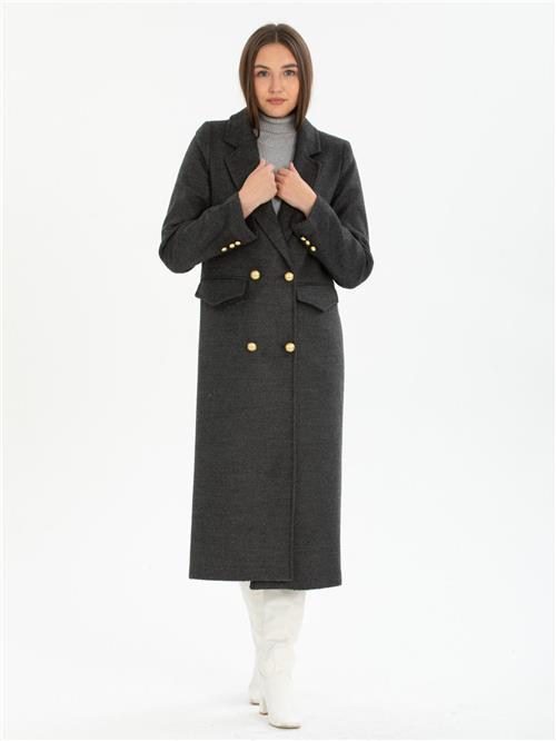 Women four-button coat wholesale Dark Gray color