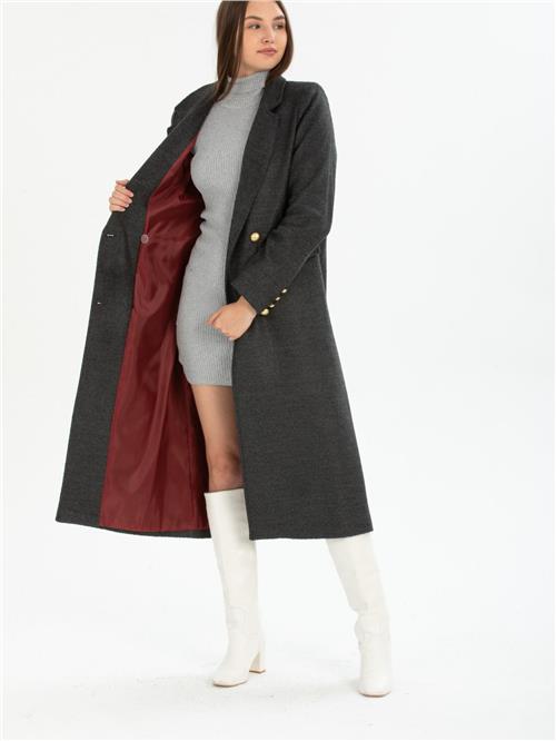 Women four-button coat wholesale Dark Gray color