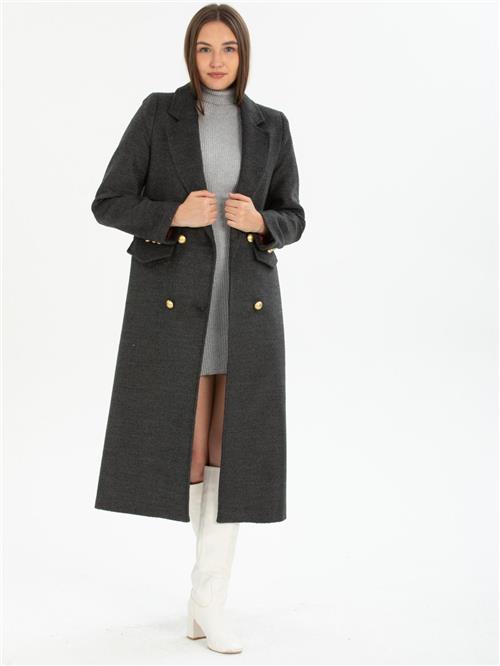 Women four-button coat wholesale Dark Gray color