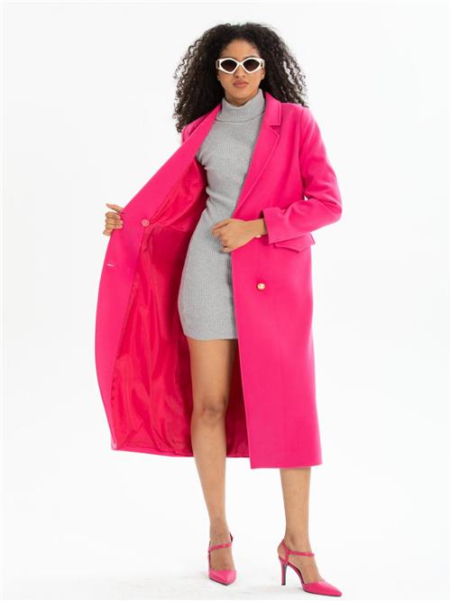 Women four-button coat wholesale Fushia color