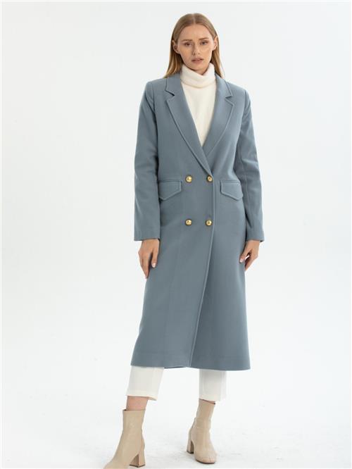 Women four-button coat wholesale Light Blue color
