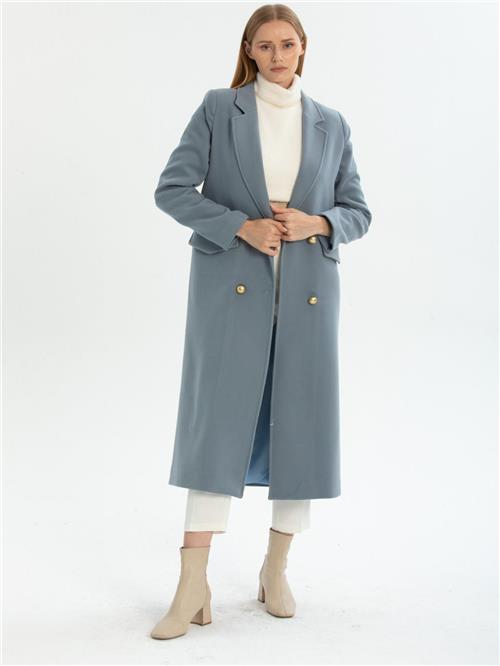 Women four-button coat wholesale Light Blue color