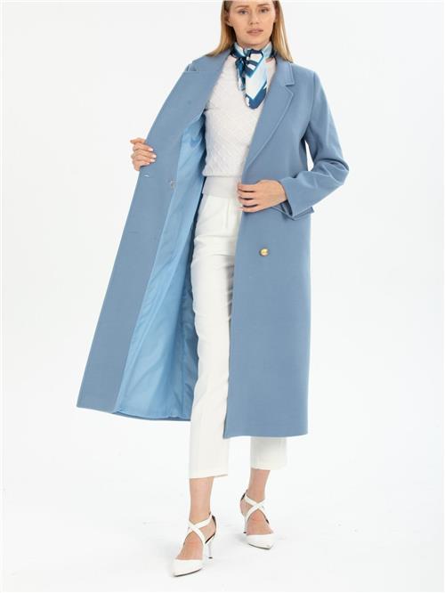 Women four-button coat wholesale Light Blue color