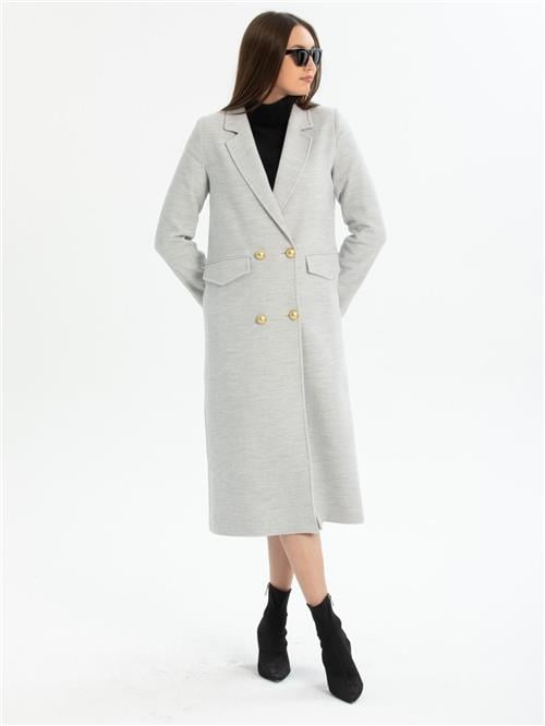 Women four-button coat wholesale Light Gray color