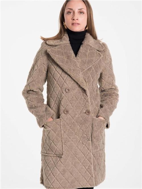 Women four-button coat wholesale Light Beige color