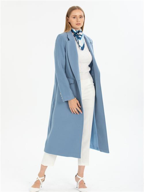 Women four-button coat wholesale Light Blue color