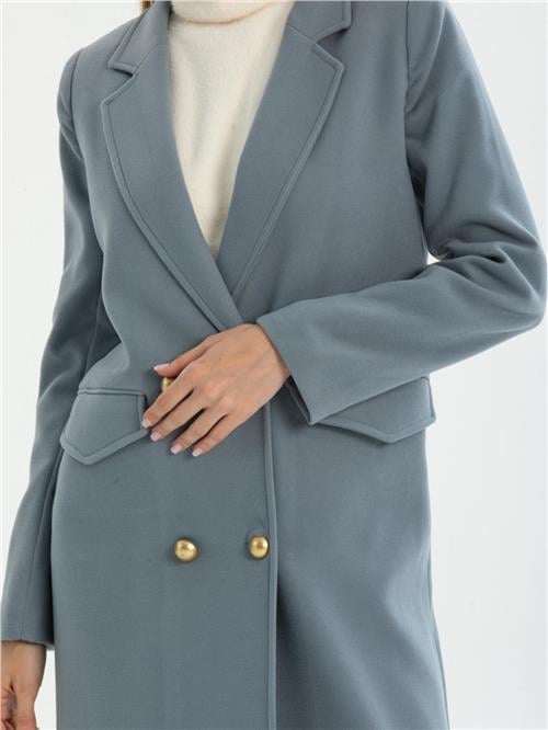 Women four-button coat wholesale Light Blue color