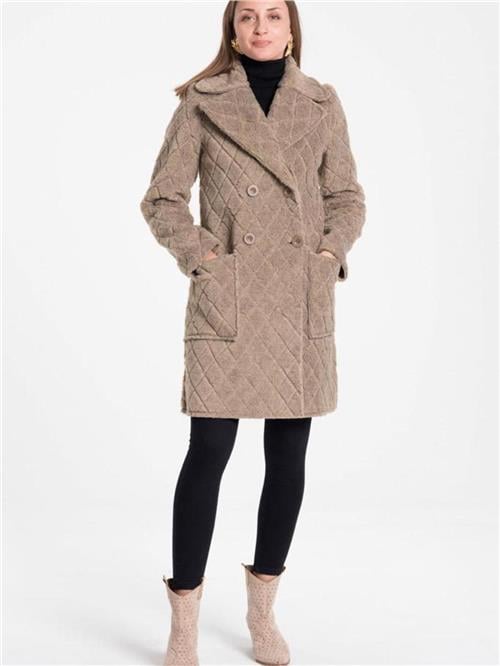 Women four-button coat wholesale Light Beige color