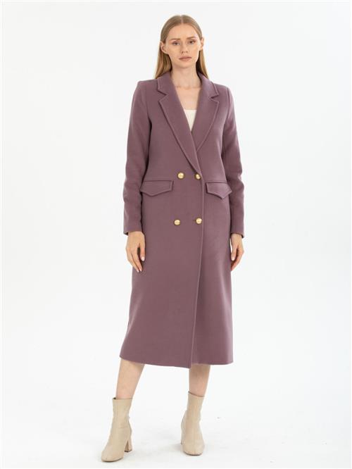 Women four-button coat wholesale Light Plum color