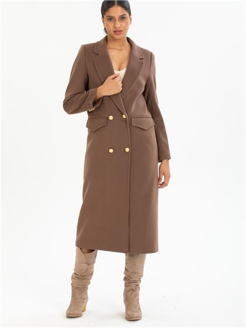 Women four-button coat wholesale Mink color