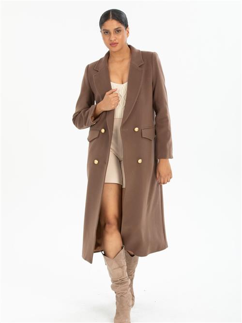 Women four-button coat wholesale Mink color