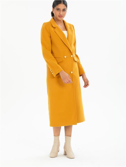 Women four-button coat wholesale Mustard color