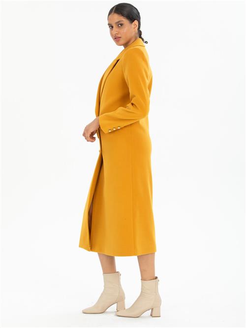 Women four-button coat wholesale Mustard color