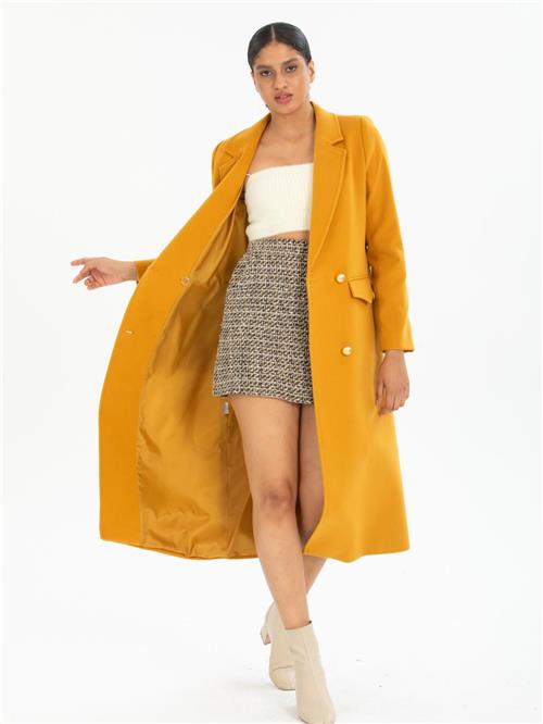 Women four-button coat wholesale Mustard color