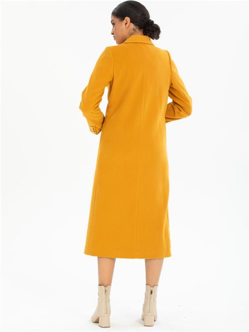 Women four-button coat wholesale Mustard color