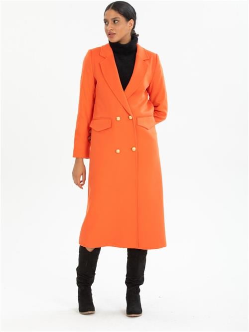 Women four-button coat wholesale Orange color