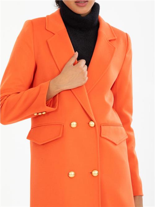 Women four-button coat wholesale Orange color