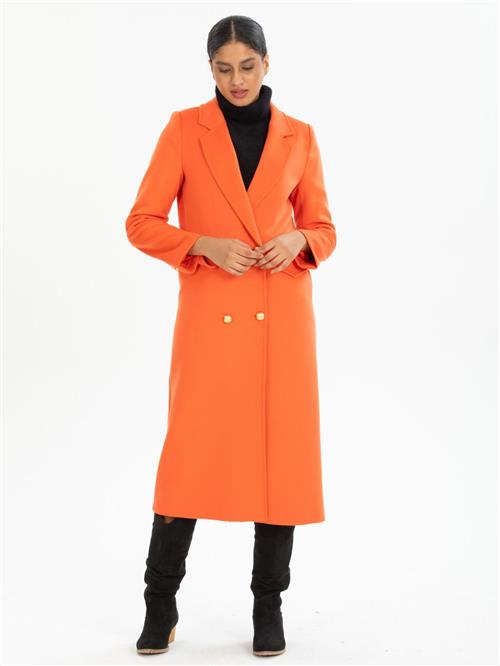 Women four-button coat wholesale Orange color