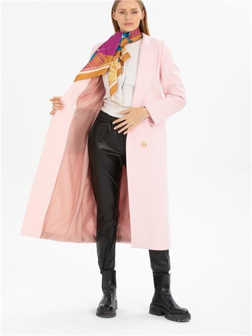 Women four-button coat wholesale Powder color