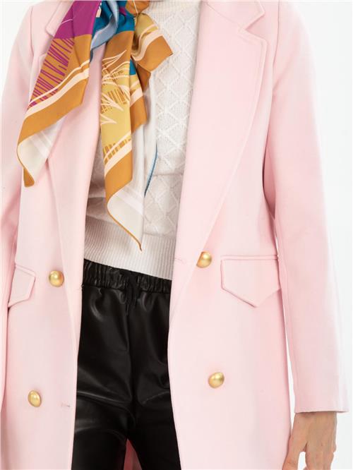 Women four-button coat wholesale Powder color