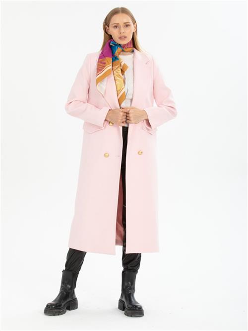 Women four-button coat wholesale Powder color